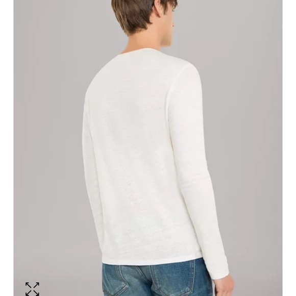 Sandro Men’s Long Sleeve Linen Henley Top M - Picture 3 of 7